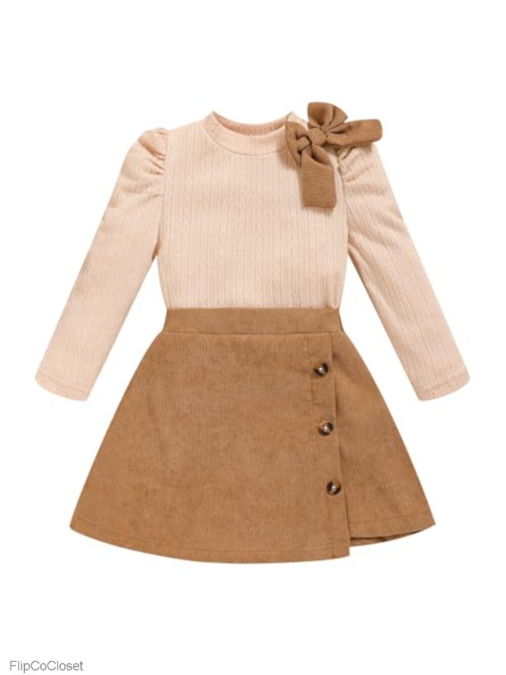 Toddler Girl Plaid Knit Sweatshirt & Button Skirt Set Fall Winter